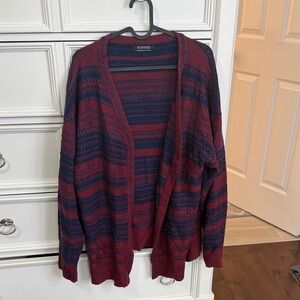 BloomChic Maroon and Dark Blue Patterned Cardigan